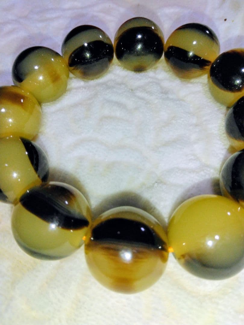 良質素材　チベット産　魔除け天然ヤクの角牛角　一眼ブレスレット