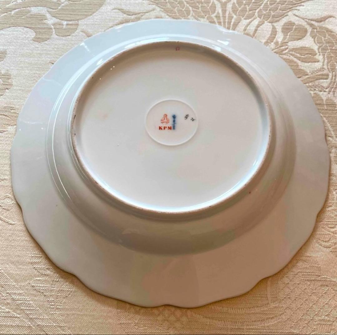 【KPMベルリン】印象主義「花と蝶」 金彩 レリーフ 皿／ディナー 13