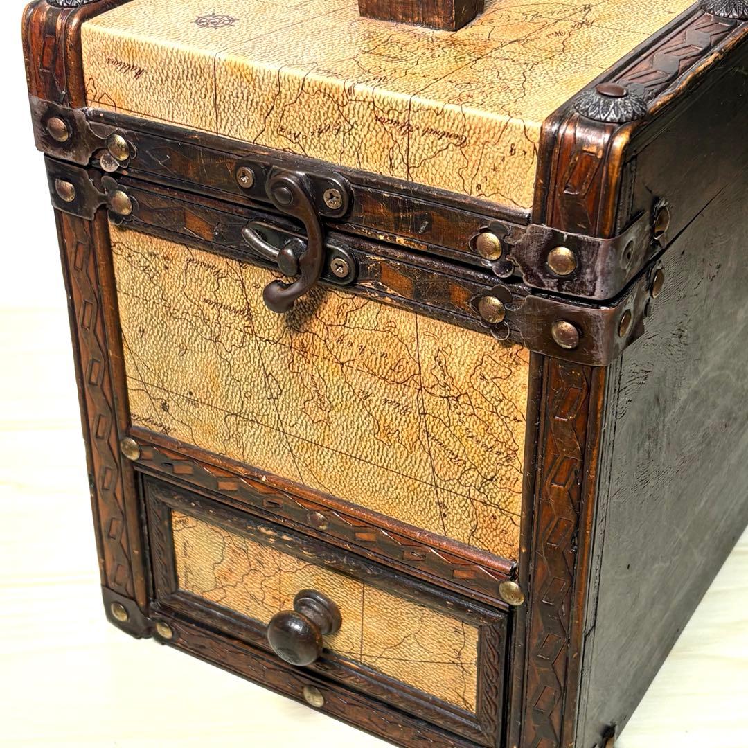 シューケアボックス 靴磨き台 収納箱 アンティーク 靴 お手入れ