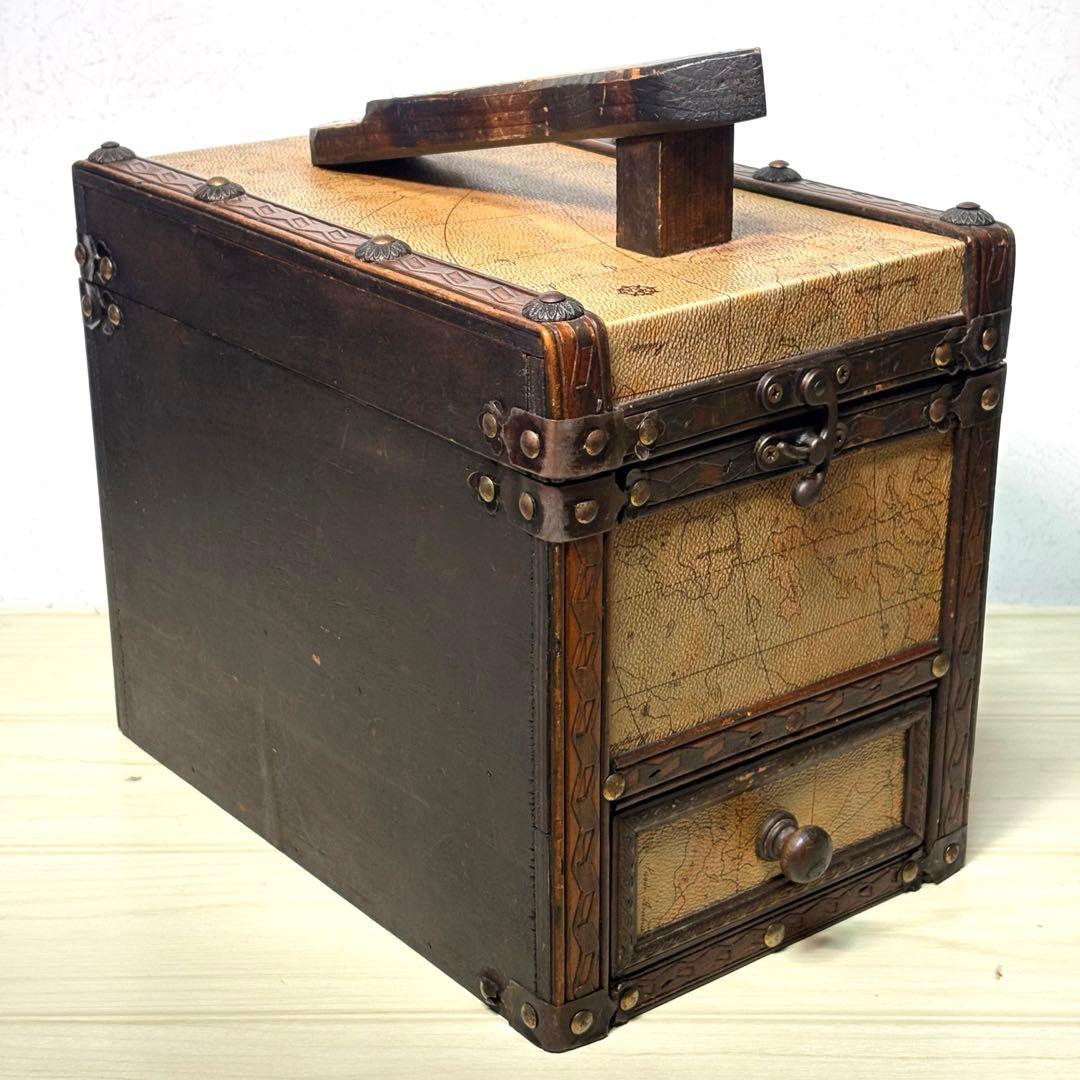 シューケアボックス 靴磨き台 収納箱 アンティーク 靴 お手入れ