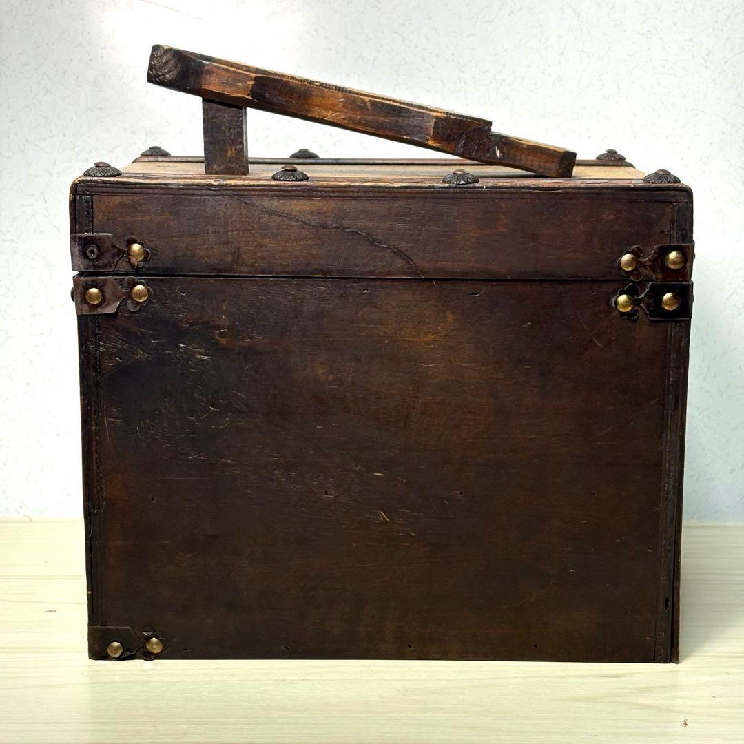 シューケアボックス 靴磨き台 収納箱 アンティーク 靴 お手入れ