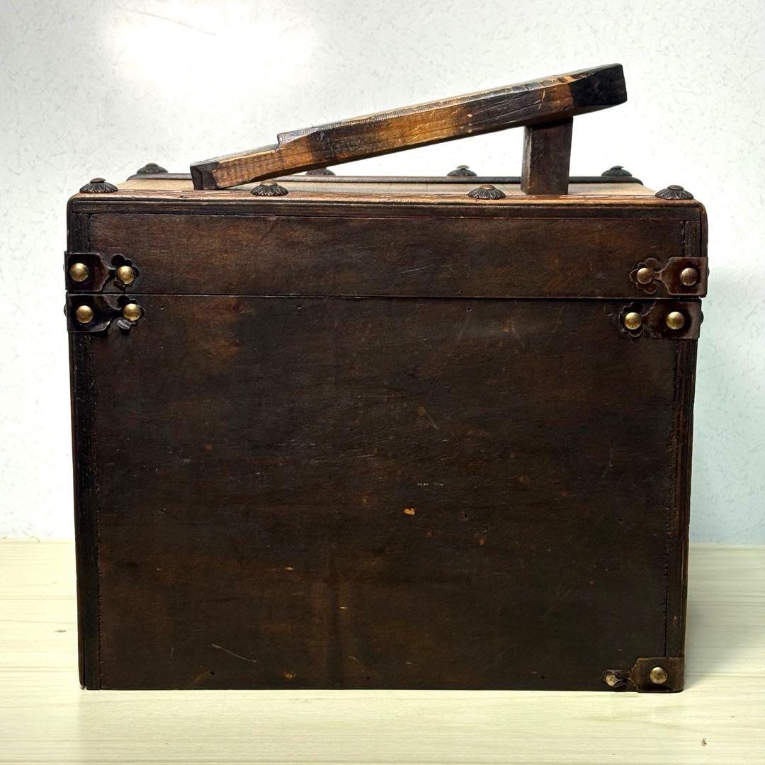 シューケアボックス 靴磨き台 収納箱 アンティーク 靴 お手入れ