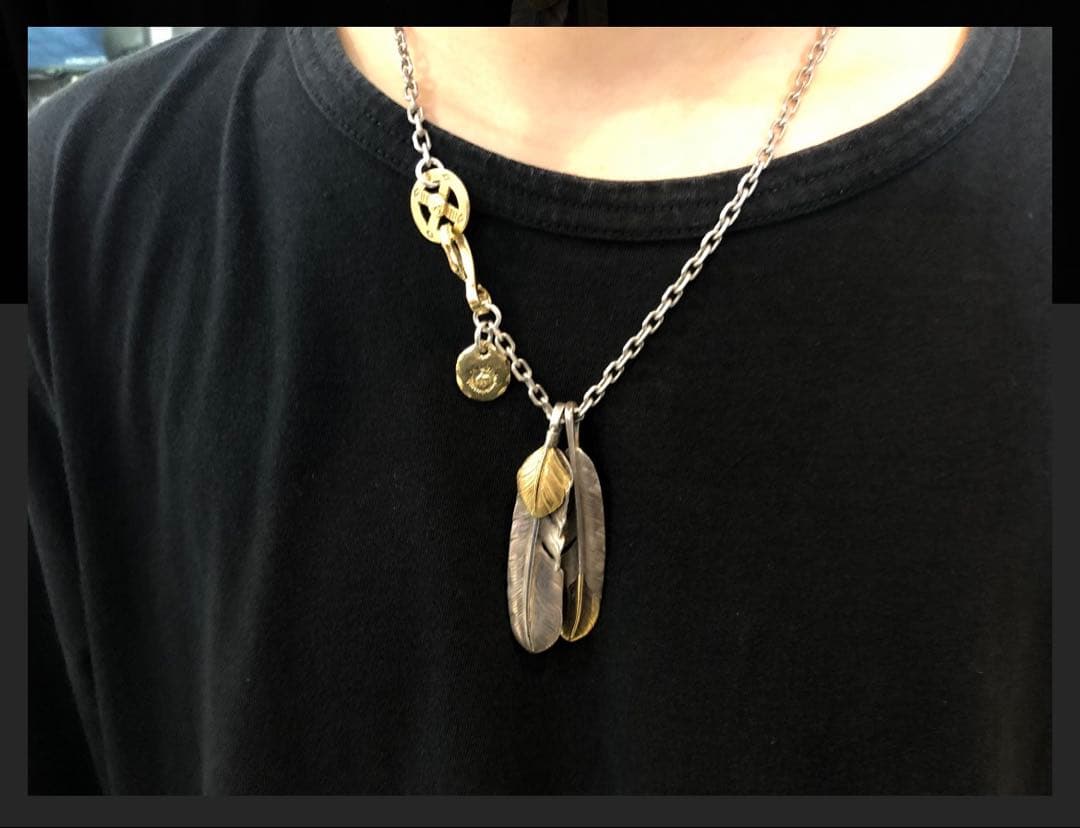 男梅 先金 右 フェザー ネックレス ハンドメイド ノーブランド