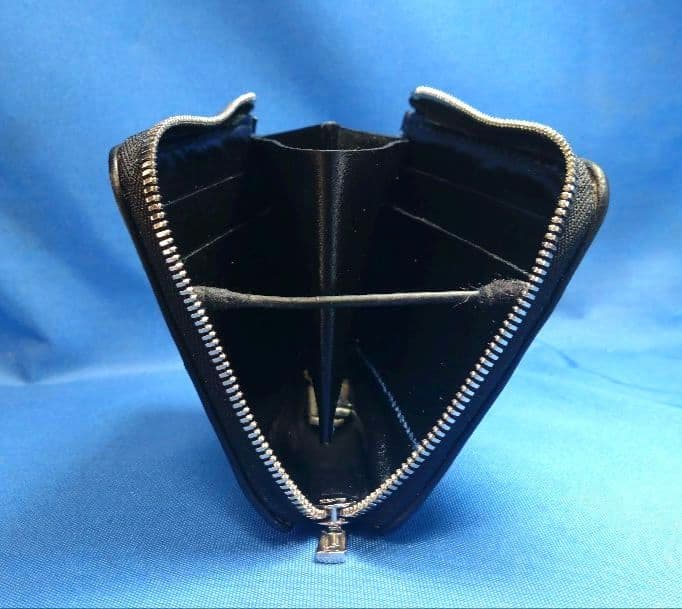 レザークラフト コードバン蝋引き革 紺色 L字ファスナー財布 ★HG【在庫有り】