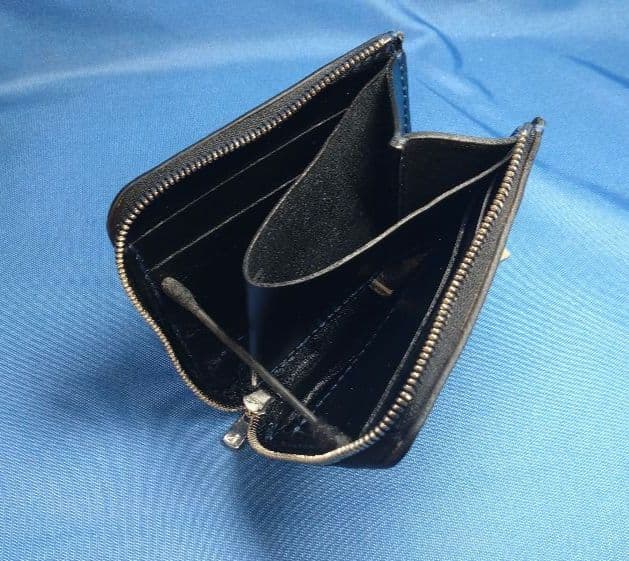 レザークラフト コードバン蝋引き革 紺色 L字ファスナー財布 ★HG【在庫有り】