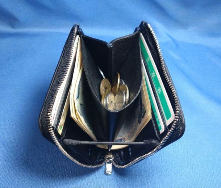 レザークラフト コードバン蝋引き革 紺色 L字ファスナー財布 ★HG【在庫有り】