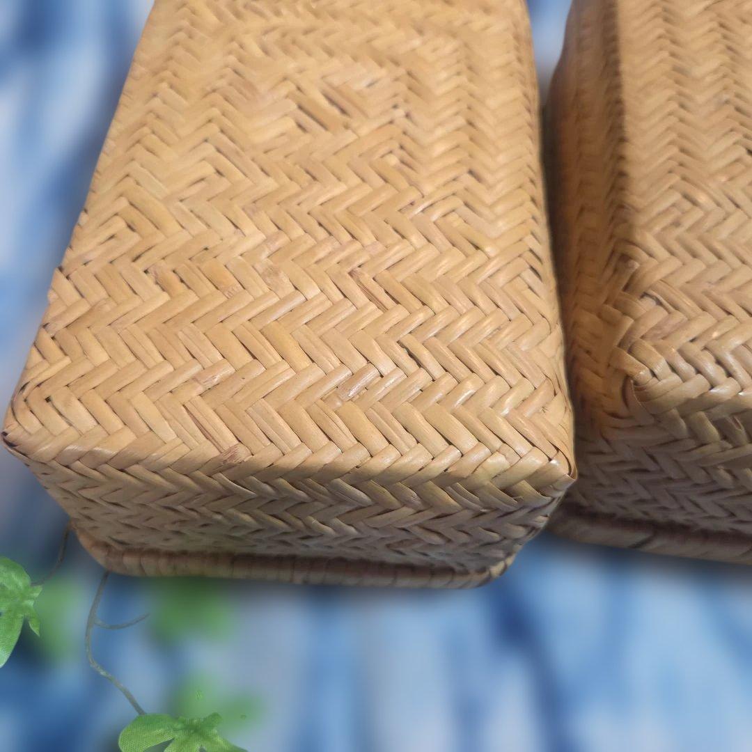 鳥越竹細工　弁当箱　 小物入れ　すず竹　竹かご弁当箱　藍染ハンカチ　竹工芸