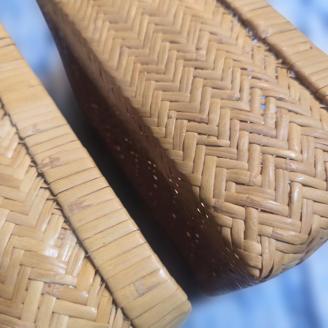 鳥越竹細工　弁当箱　 小物入れ　すず竹　竹かご弁当箱　藍染ハンカチ　竹工芸