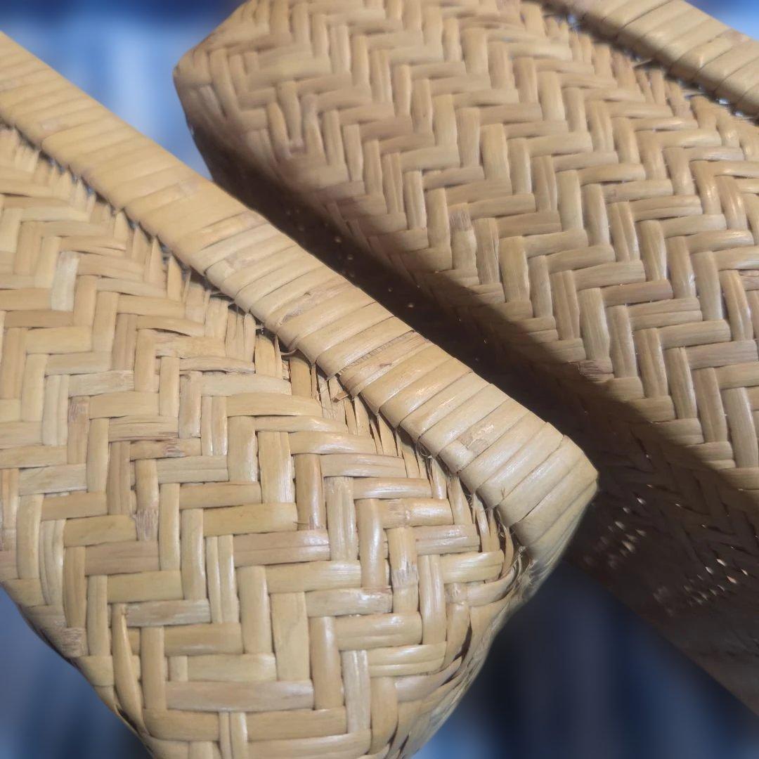 鳥越竹細工　弁当箱　 小物入れ　すず竹　竹かご弁当箱　藍染ハンカチ　竹工芸