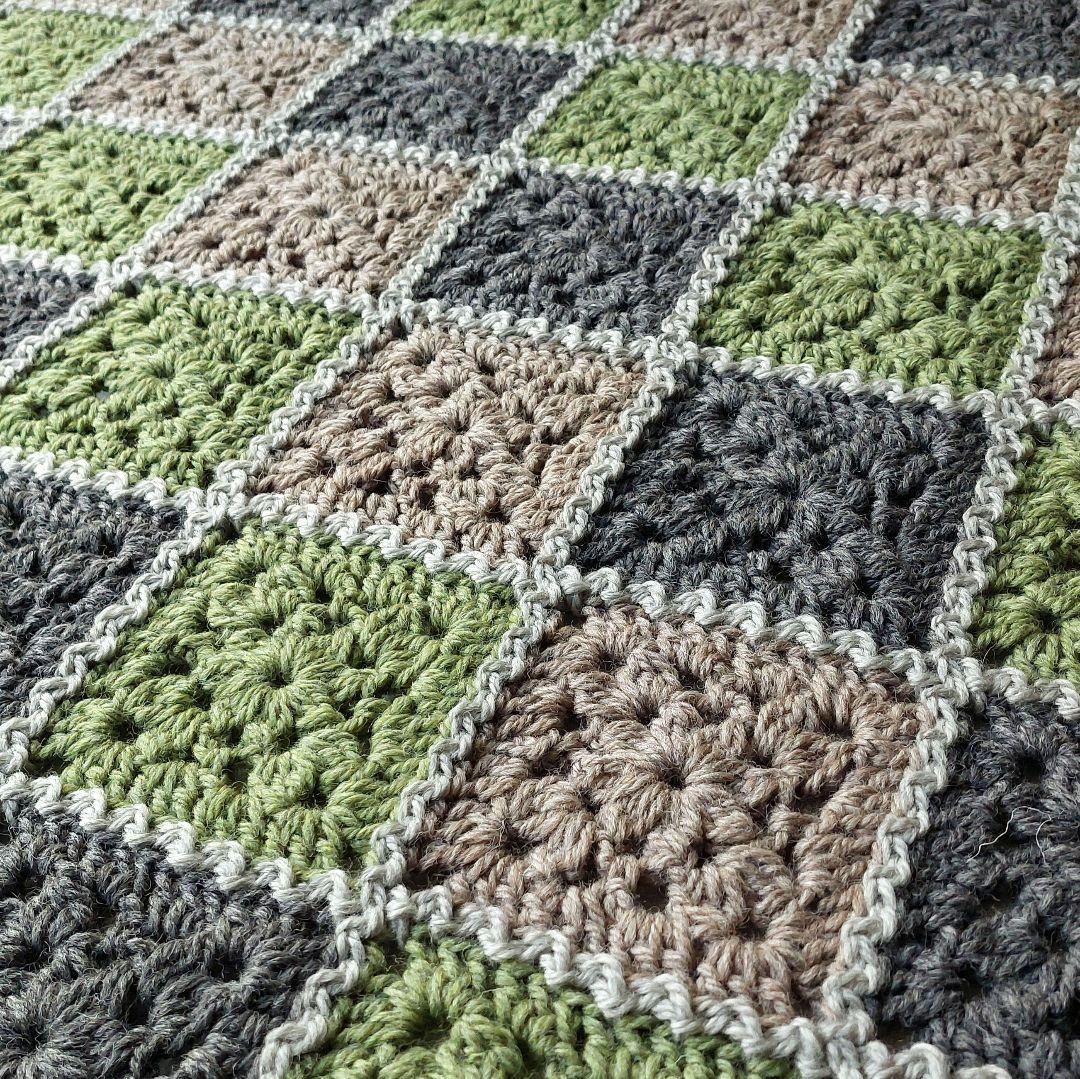 モチーフ編みブランケット ひざ掛け ハンドメイド