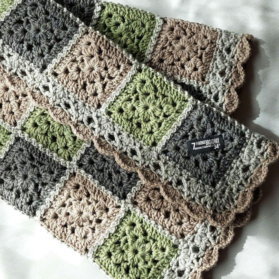 モチーフ編みブランケット ひざ掛け ハンドメイド