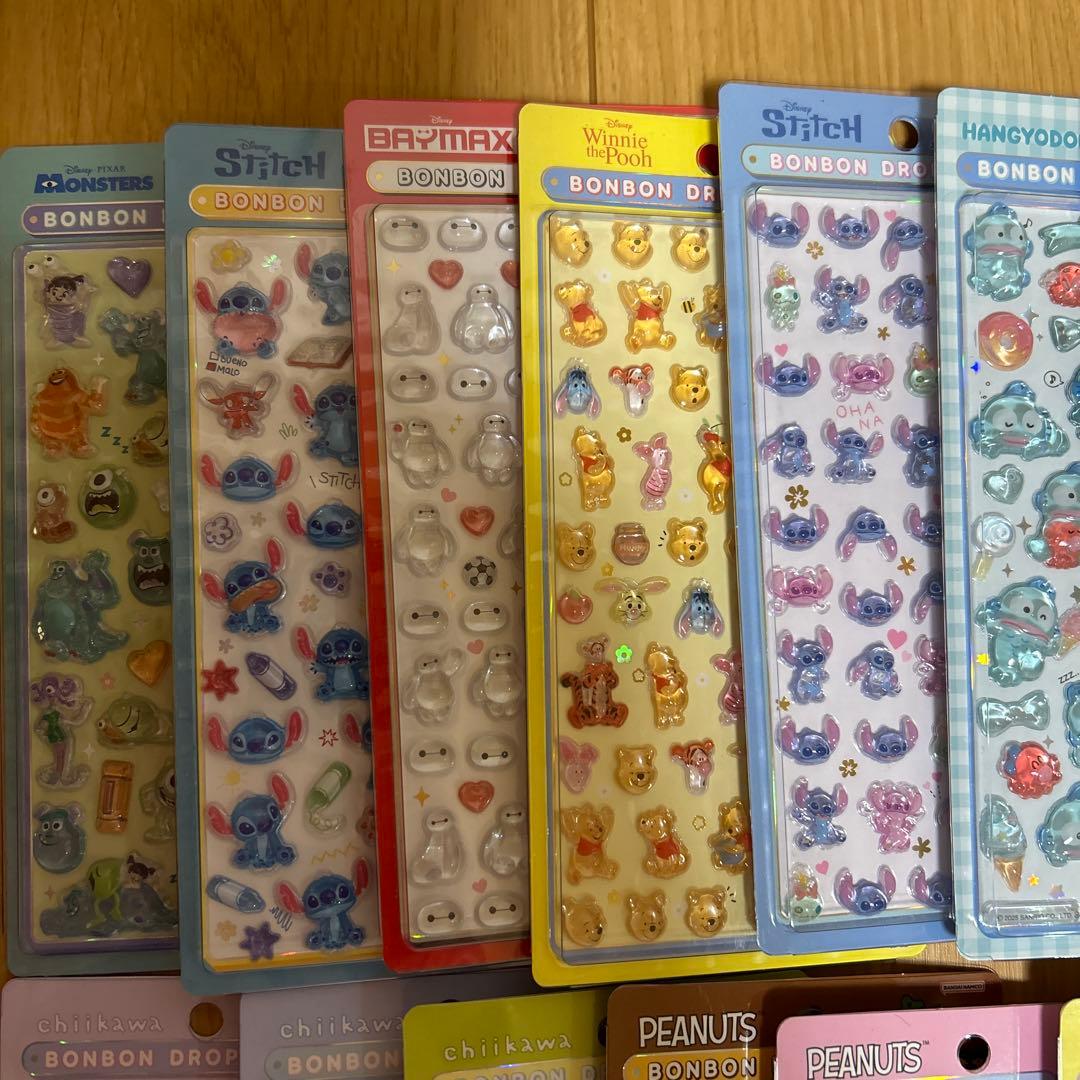 ディズニー サンリオ ちいかわ スヌーピー ボンボンドロップシール80点 正規品