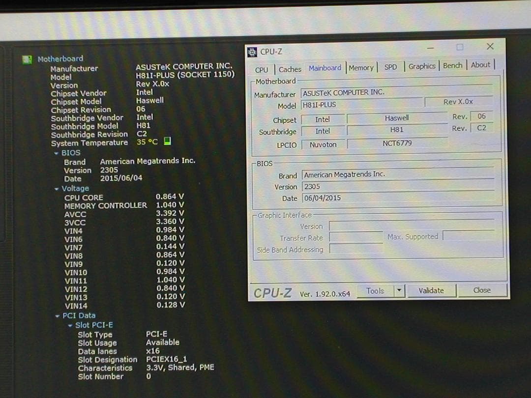 ASUS　H81I-PLUS　LGA1150　i5 4440　4Gメモリ2枚付き