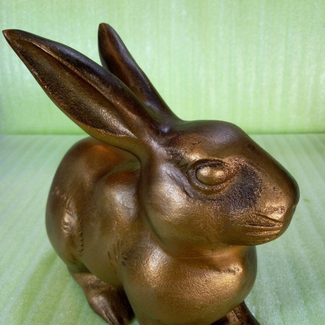 うさぎ　ラビット　rabbit　金属製　置物　リアル　インテリア　オブジェ　重い