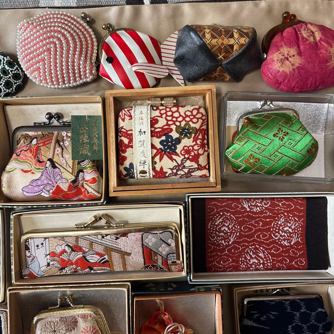 昭和レトロ 民芸 財布 ケース がま口 しぼり つむぎ織 西陣織 セット