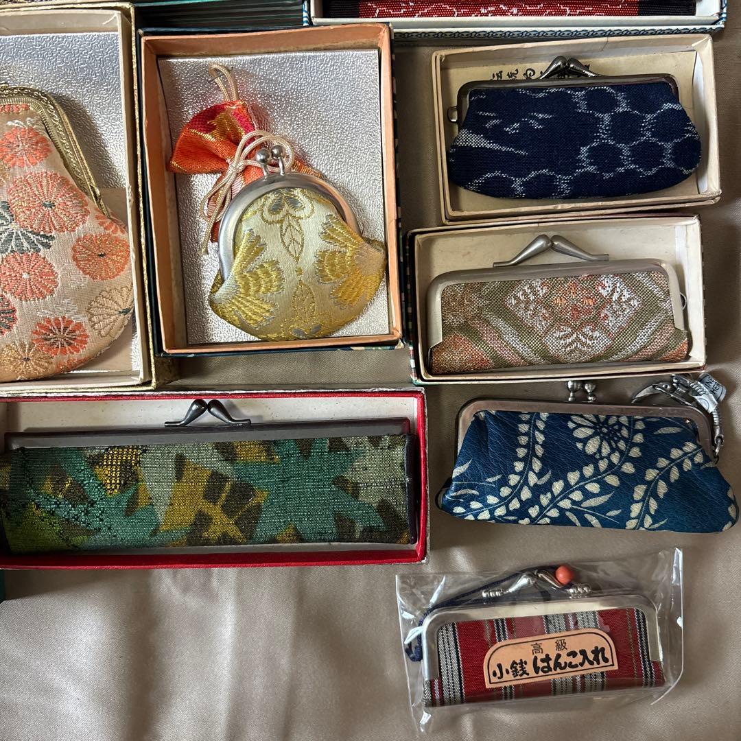 昭和レトロ 民芸 財布 ケース がま口 しぼり つむぎ織 西陣織 セット