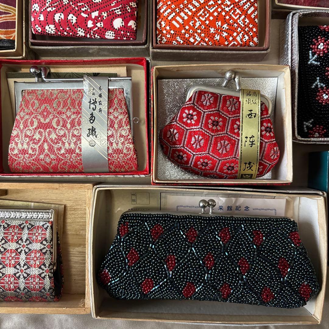 昭和レトロ 民芸 財布 ケース がま口 しぼり つむぎ織 西陣織 セット