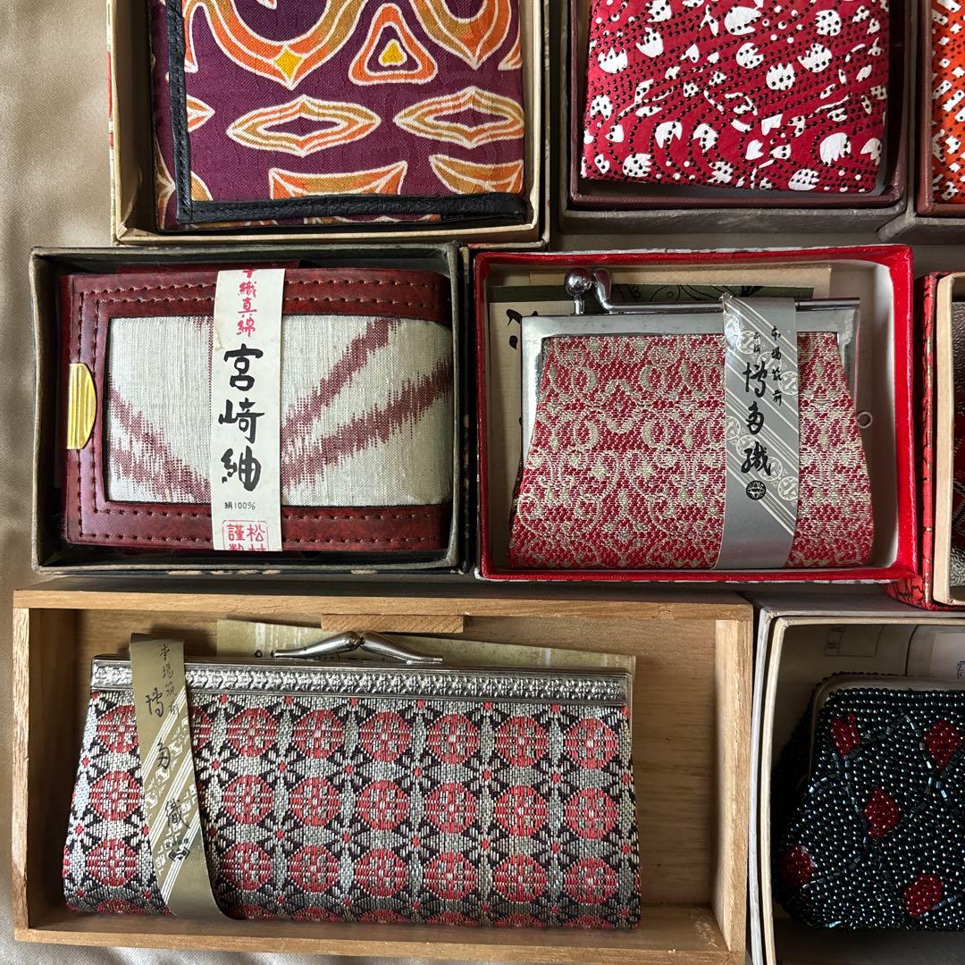 昭和レトロ 民芸 財布 ケース がま口 しぼり つむぎ織 西陣織 セット