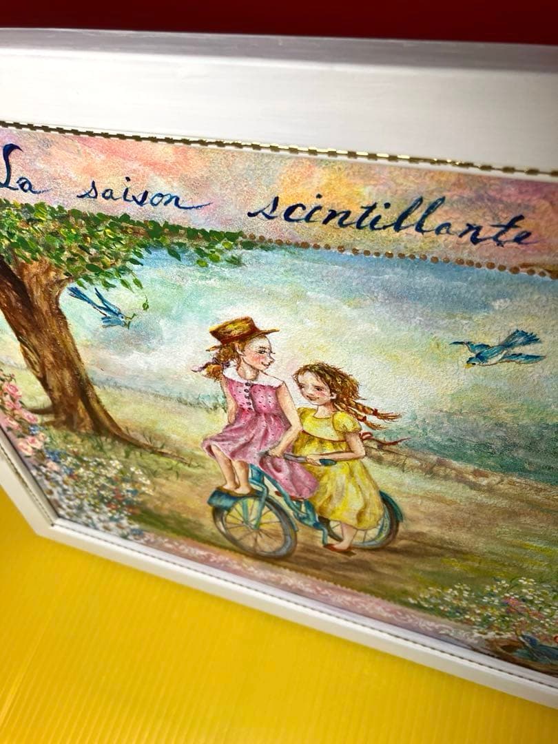 トールペイント作品　輝く季節　34cm額