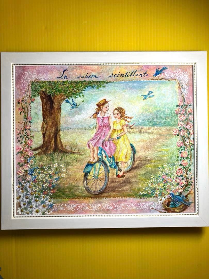 トールペイント作品　輝く季節　34cm額