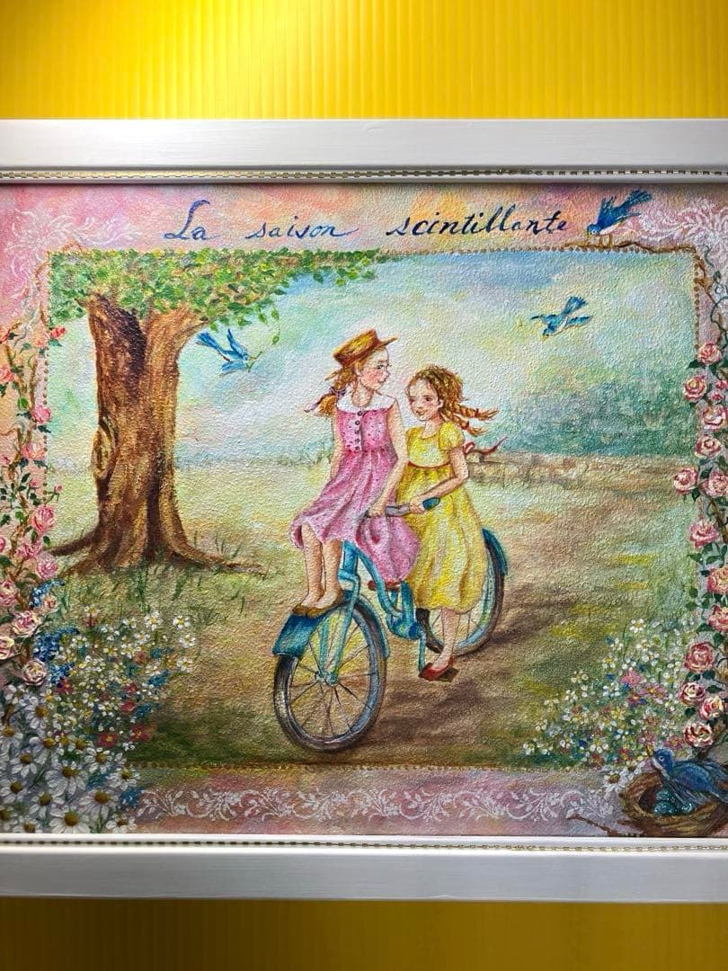 トールペイント作品　輝く季節　34cm額