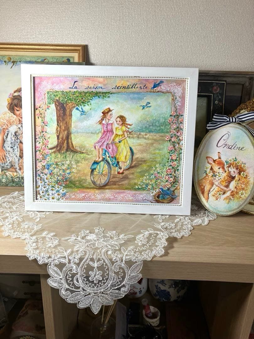 トールペイント作品　輝く季節　34cm額