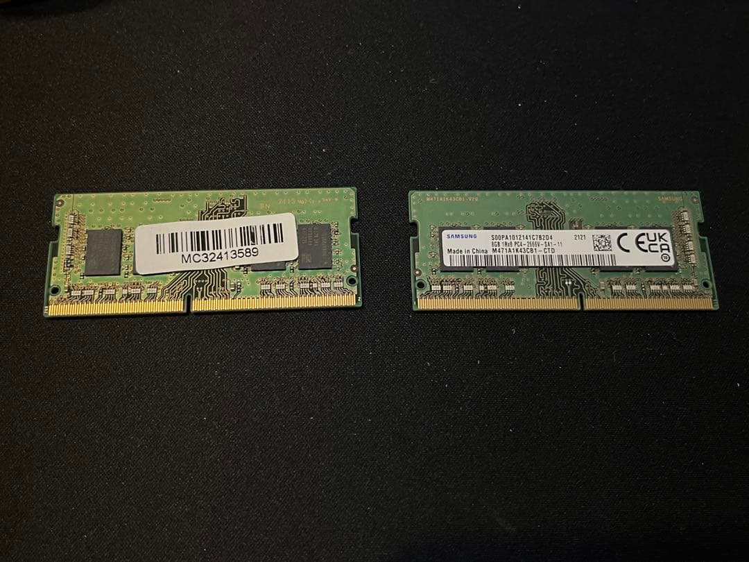 【動作確認済】SAMSUNG 8GB PC4-2666VメモリーノートPC ２つ