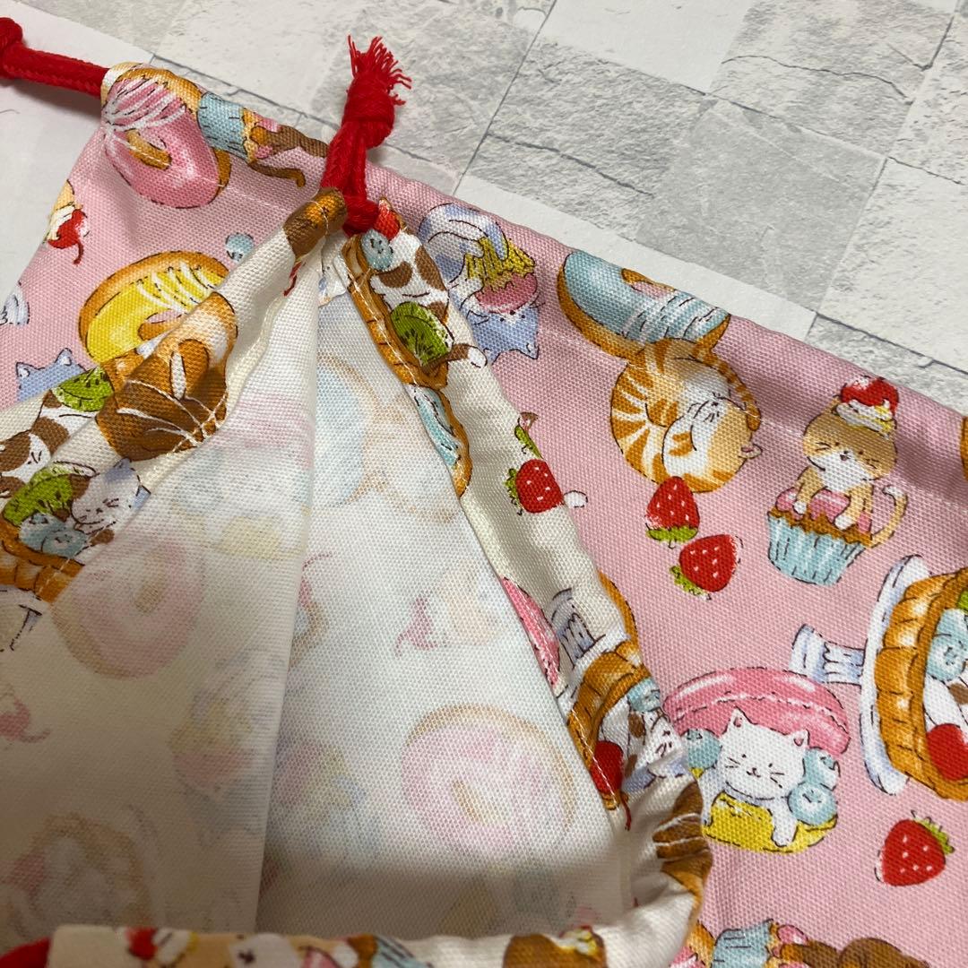 上履き入れ　体育館シューズ入れ　靴袋　中サイズ　二つセット　(16) ハンドメイ