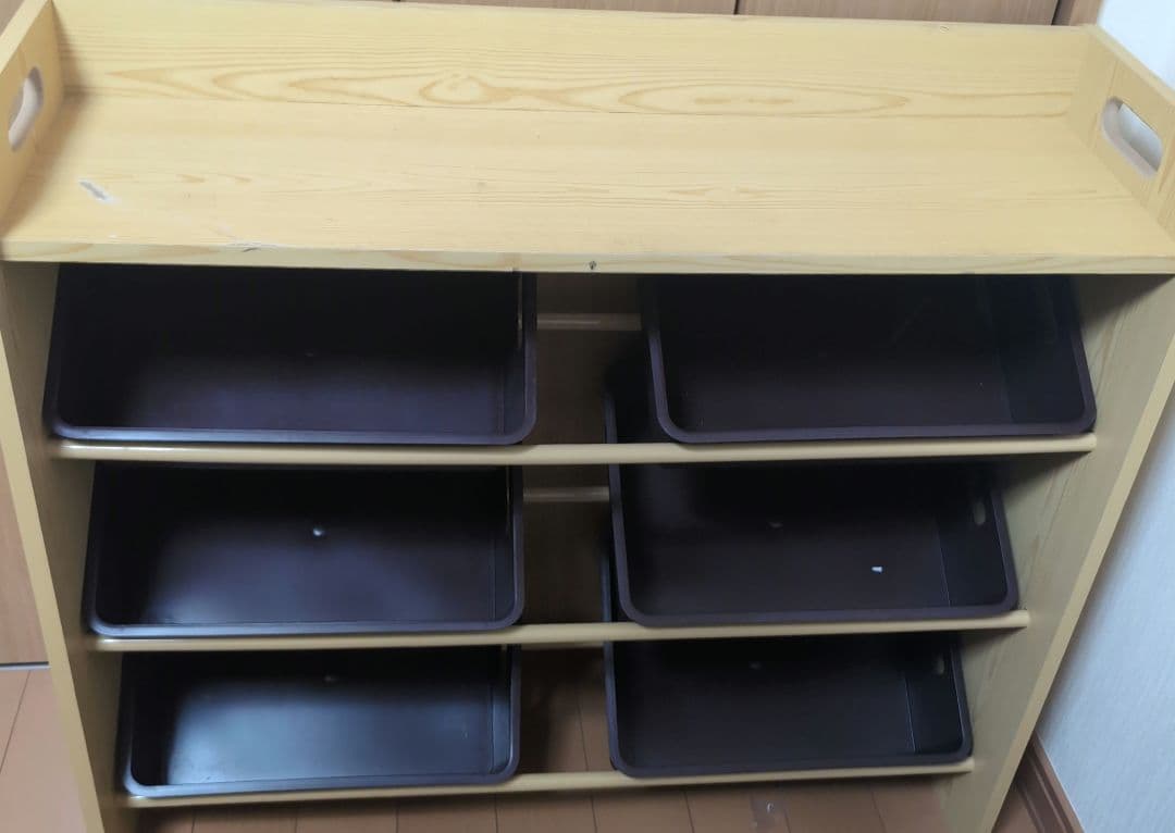 ★大型送料5000円込★木製収納ラック 6トレイ付き