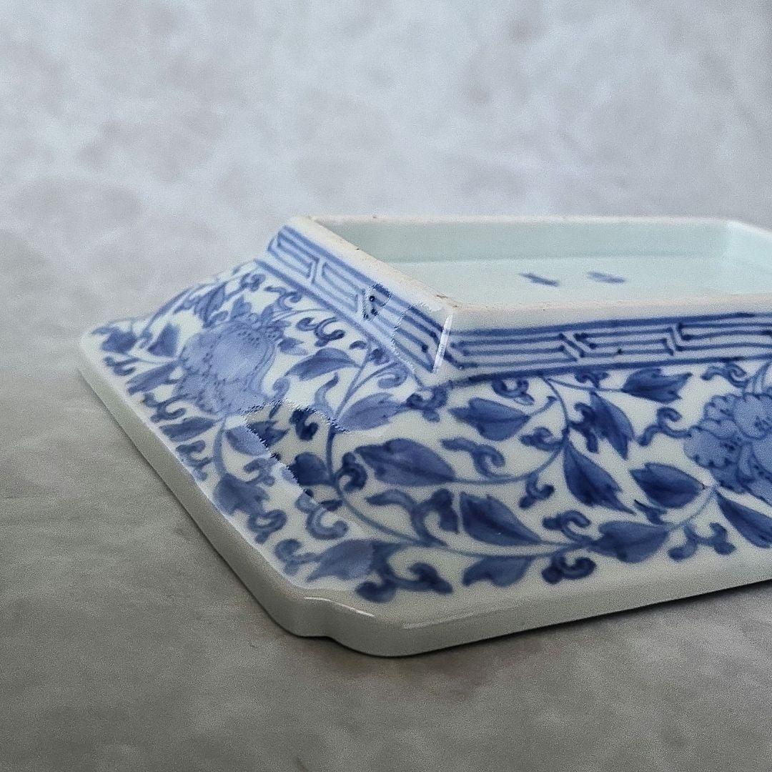 古伊万里　鳳凰　桐　染付　角皿　江戸時代　骨董　金直し　金継ぎ　アンティーク