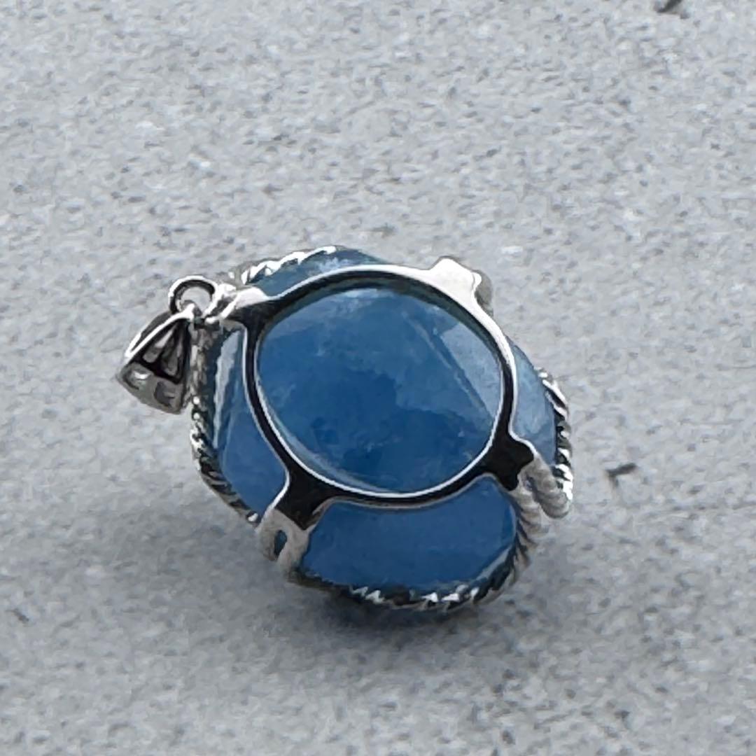 P-27天然アクアマリンペンダントトップ　水色石　s925シルバー　アクセサリー