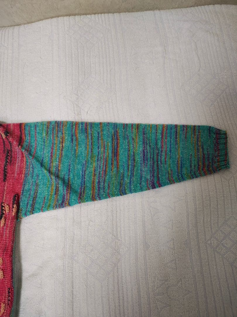 梅村マルティナ　Opal毛糸　レリーフ編み　 手編み　バックワーズセーター