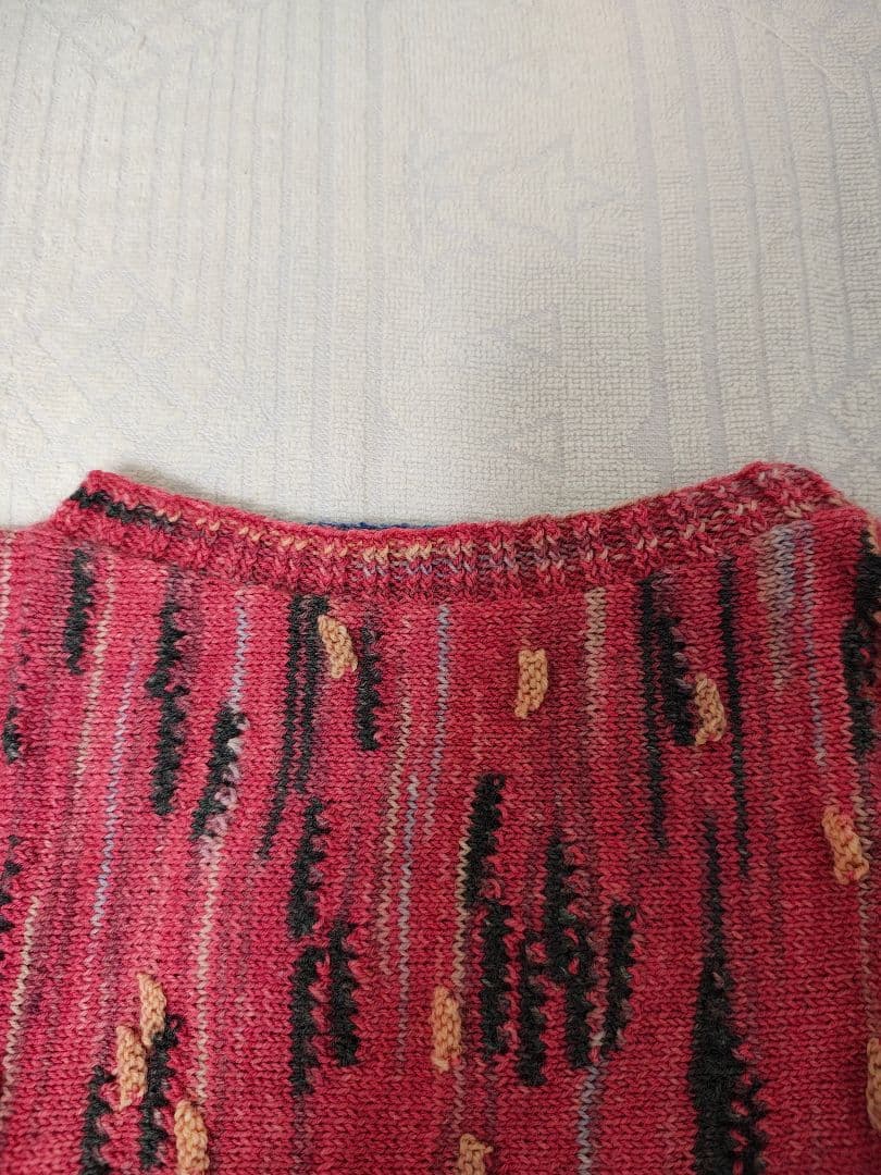 梅村マルティナ　Opal毛糸　レリーフ編み　 手編み　バックワーズセーター