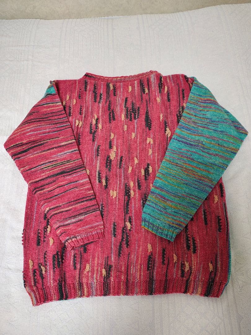 梅村マルティナ　Opal毛糸　レリーフ編み　 手編み　バックワーズセーター