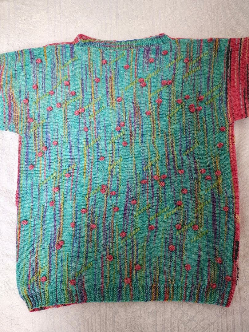 梅村マルティナ　Opal毛糸　レリーフ編み　 手編み　バックワーズセーター