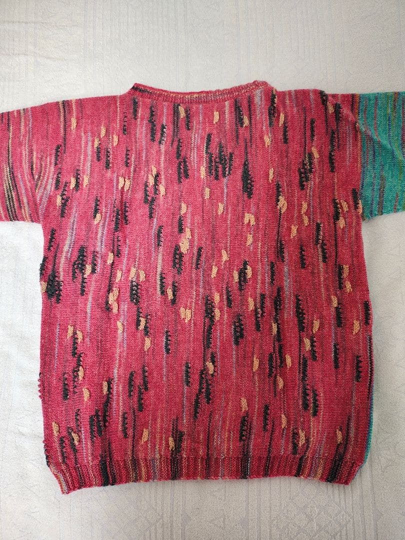 梅村マルティナ　Opal毛糸　レリーフ編み　 手編み　バックワーズセーター