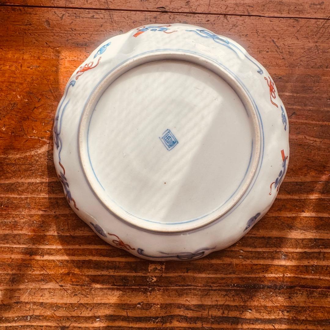 骨董皿　古伊万里金彩色絵皿　宝尽くし宝船花鳥文 平皿1枚