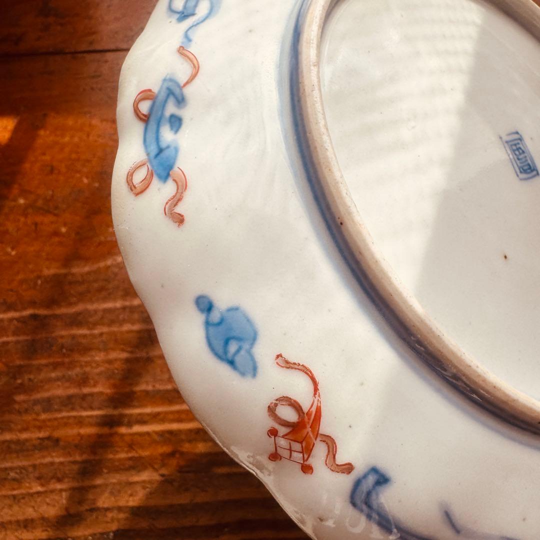 骨董皿　古伊万里金彩色絵皿　宝尽くし宝船花鳥文 平皿1枚