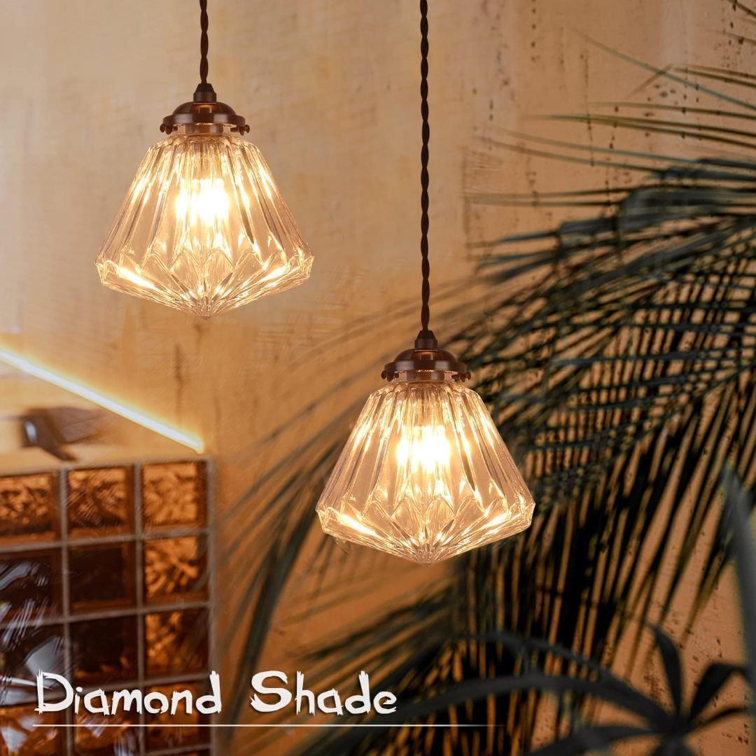 【M2126-68-44】宝石風ガラスペンダントライト E17 レトロ 天井照明