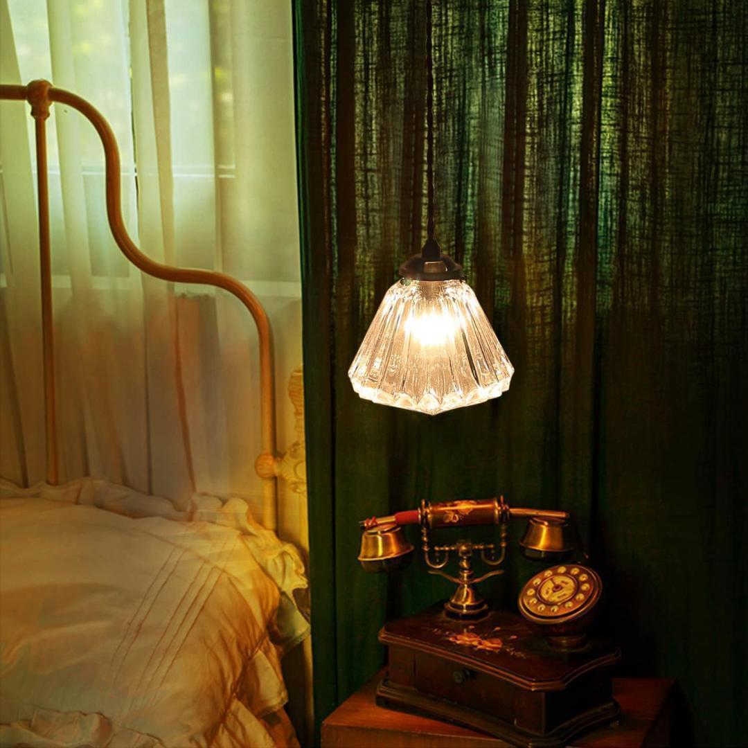 【M2126-68-44】宝石風ガラスペンダントライト E17 レトロ 天井照明