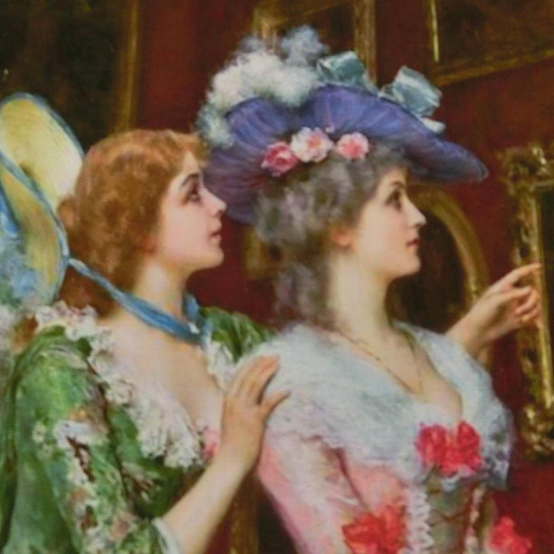 ロココ調　貴婦人の額絵　アンティークゴールドフレーム　絵画鑑賞