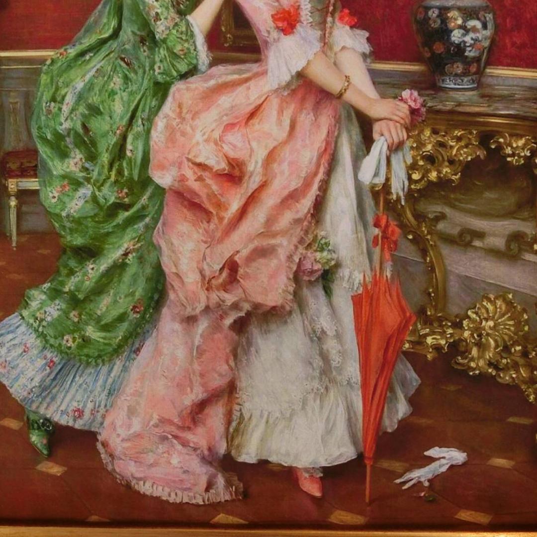 ロココ調　貴婦人の額絵　アンティークゴールドフレーム　絵画鑑賞