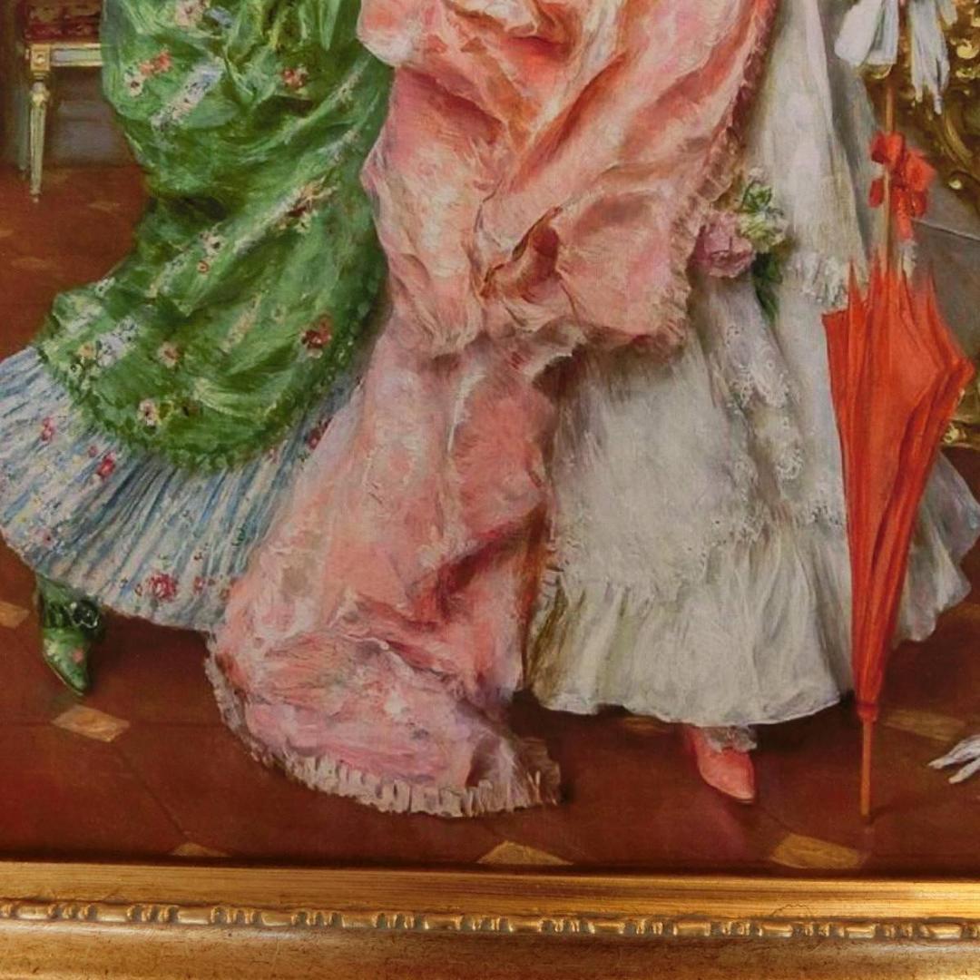 ロココ調　貴婦人の額絵　アンティークゴールドフレーム　絵画鑑賞