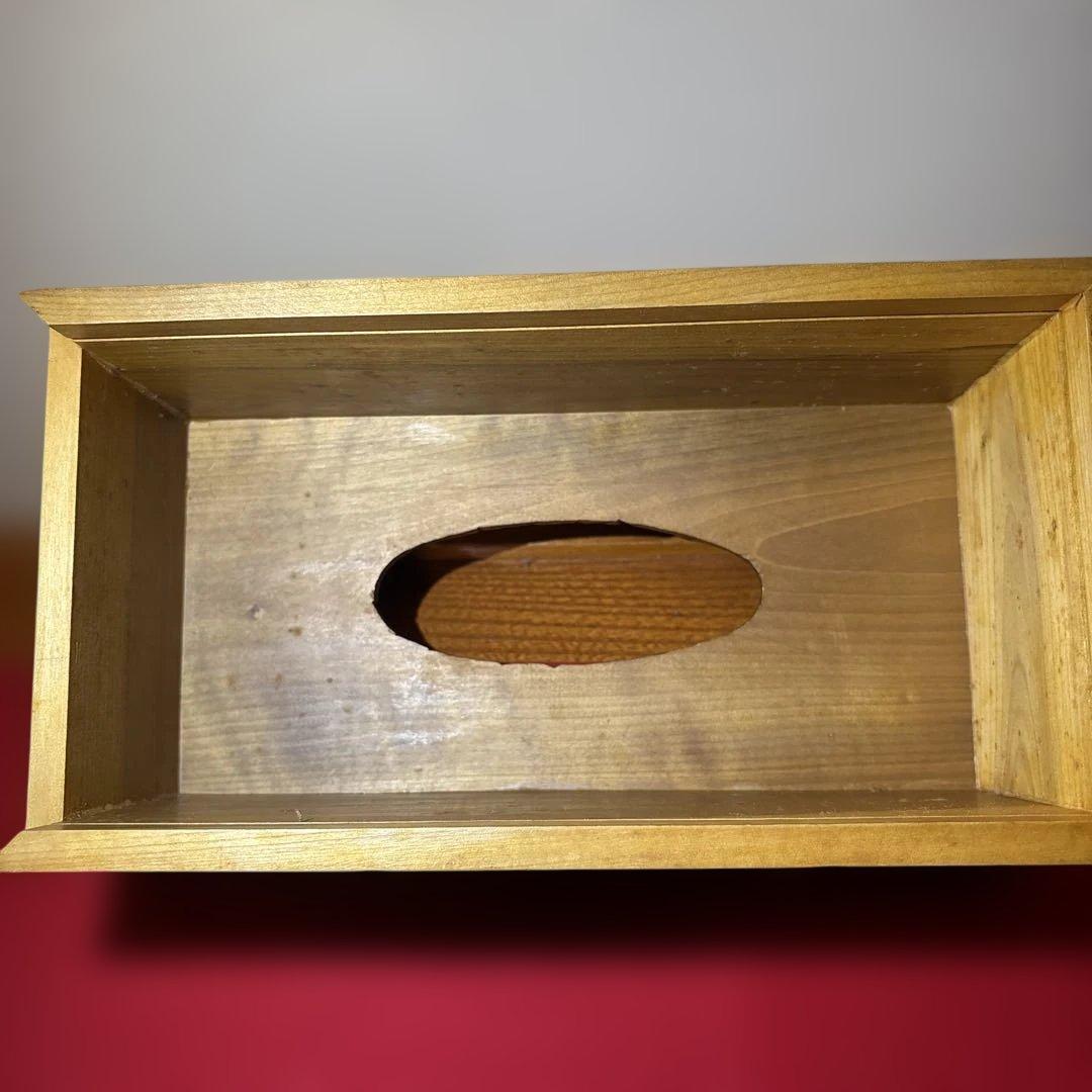 ④ 木彫り　BOXティッシュケース 横　ハナミズキ