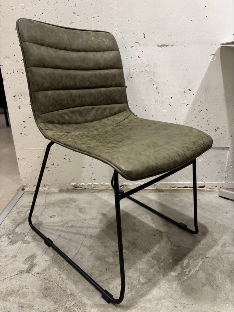 【4脚セット】オリーブグリーン リブデザイン 椅子 FLYmee