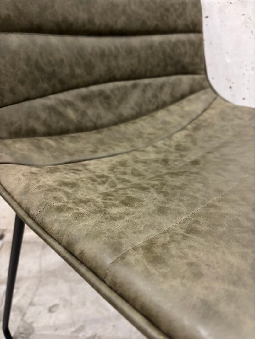 【4脚セット】オリーブグリーン リブデザイン 椅子 FLYmee