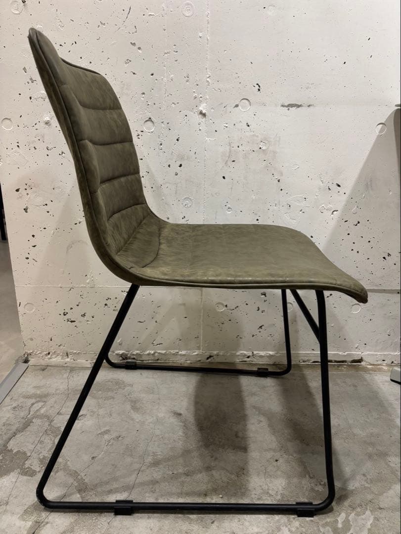 【4脚セット】オリーブグリーン リブデザイン 椅子 FLYmee