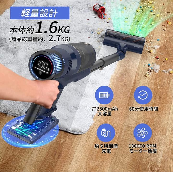 大特価‼️【新品未使用】多機能掃除機 大容量着脫式バッテリー7*2500mAh