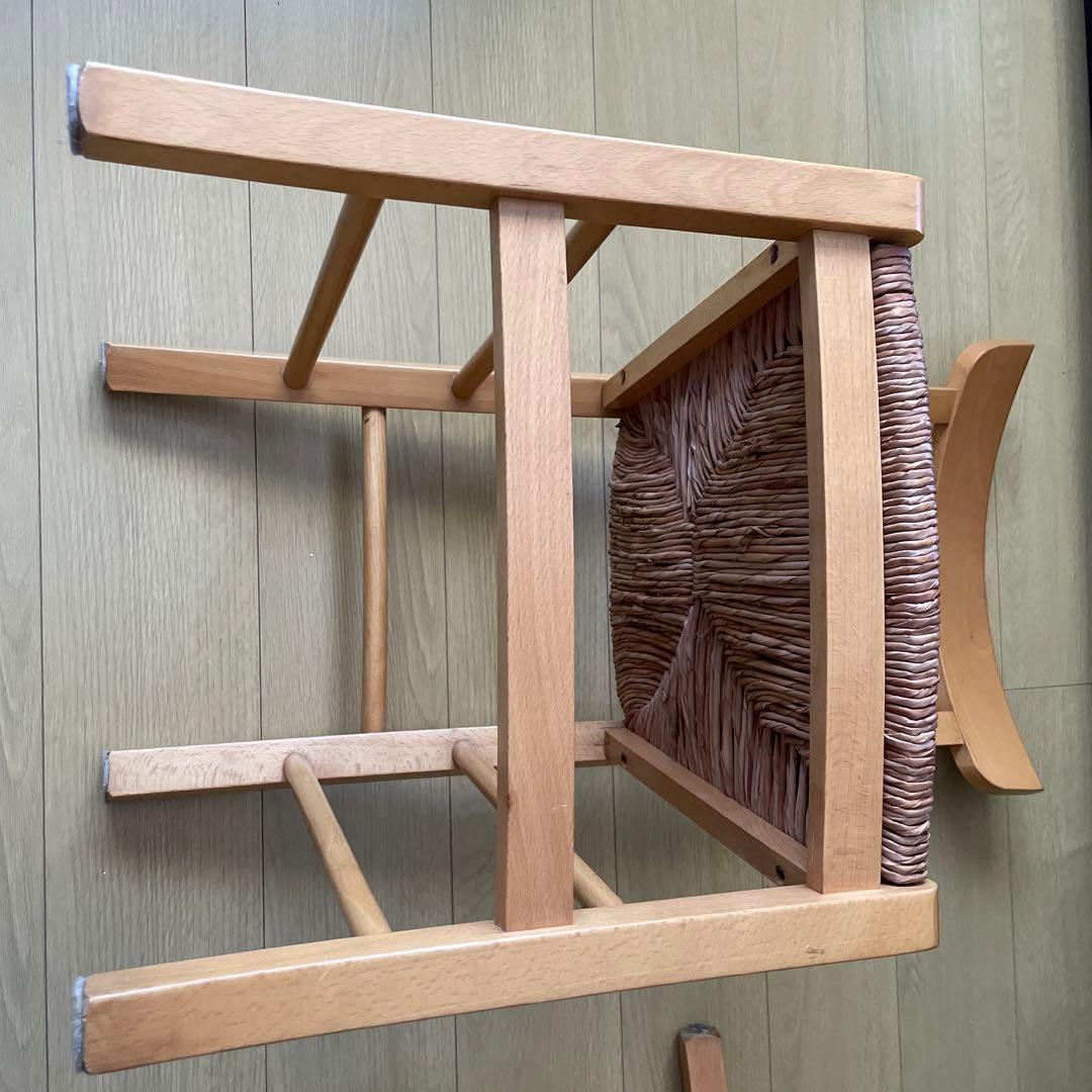 木製編み込み座面の椅子 2脚セット