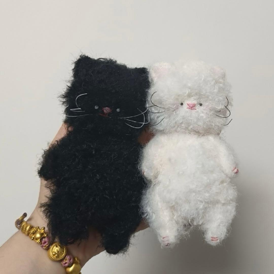 マシュマロねこちゃん ぬいぐるみ ハンドメイド 海外作家様 猫 テディベア